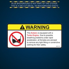 Turbo Warning No Bra Self Adhesive Sticker Decal