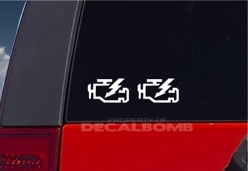 set of 2 Check Engine Light decals / stickers warning light error vinyl graphic