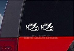 set of 2 Check Engine Light decals / stickers warning light error vinyl graphic