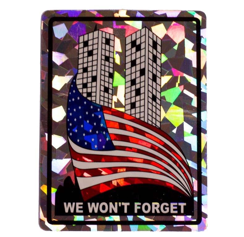 Pack of 2 We Won’t Forget 911 USA Flag Reflective Decal Bumper Sticker