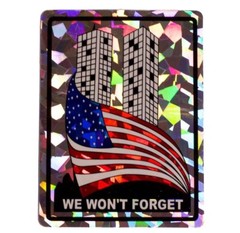 Pack of 2 We Won’t Forget 911 USA Flag Reflective Decal Bumper Sticker