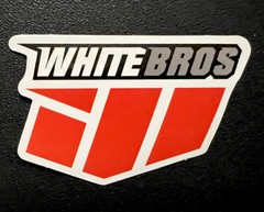 White Bros Sticker *Glossy* Finish. Approx Size: 2-7/8”X 1-7/8” Self Adhesive.