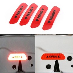4Pcs Car Door Open Reflective Safety Warning Stickers Red Yellow Decal Tape