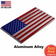 ALUMINUM US Flag Sticker 3D Emblem Decal Patriotic Auto, Car, Truck 3.15″x1.75″