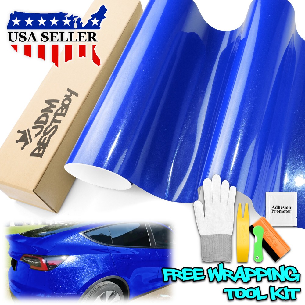 Sparkle Royal Blue Gloss Glitter Auto Car Vinyl Wrap Sticker Decal Sheet Film