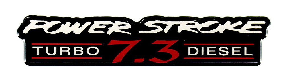 POWERSTROKE 7.3 TD EMBLEM RED/BLACK SATIN CHROME