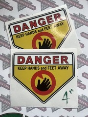 Danger Keep Hands and Feet Away Decal Like 1970’s Snapper And Others 4” Set 2