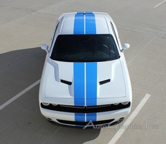 Rally Racing Stripes Hood Vinyl Graphics Decals for 2015-2023 Dodge Challenger