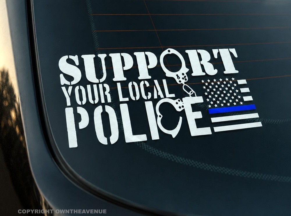 Support Your Local Police Blue Colored Line USA American Flag Decal 6″ Inches