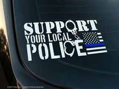 Support Your Local Police Blue Colored Line USA American Flag Decal 6″ Inches