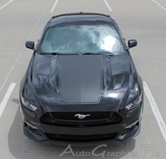 MEGA HOOD Center Stripes Pony Style Decals GT 3M Vinyl 2015-2017 Ford Mustang