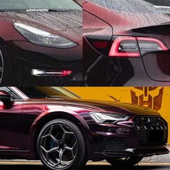 5FTx50FT Gloss Black Red Chameleon Color Shift Vinyl Wrap Car Film US Stock