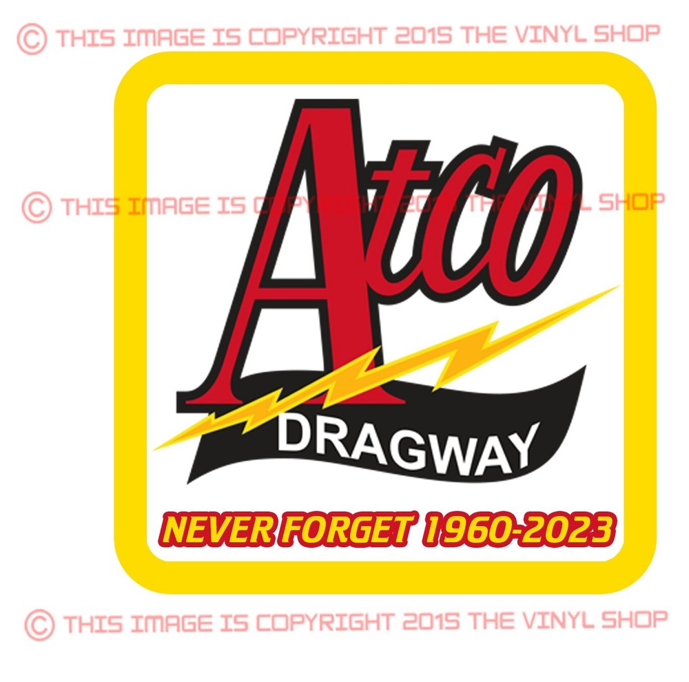 Atco Dragway 4×4 inches SQUARE Never Forget 1960-2023 decal sticker decal