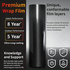 7D Premium Super Gloss Carbon Fiber Vinyl Film Wrap Bubble Free Air Release 6D