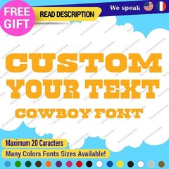 Sticker Vinyl Regular Custom Text Name Cowboy Fonts Lettering Die Cut Decals 651