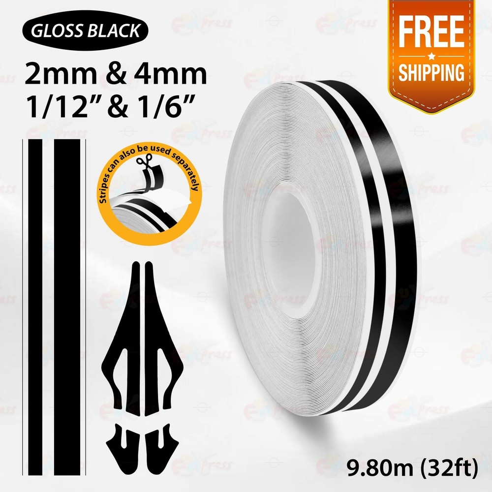 GLOSS BLACK PIN STRIPE Car Model Streamline Adhesive TAPE Decal Vinyl Sticker