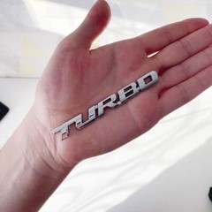 2PCS 3D TURBO Logo Chrome Metal Car Badge Emblem Decal Sticker Accessories Trim