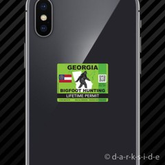 (2x) Georgia Bigfoot Hunting Permit Cell Phone Sticker Mobile Sasquatch Lifetime