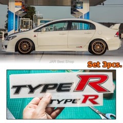 JDM Style Type R Side & Rear Sticker Set 3pc For Honda Civic FD Sports Black Red