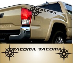 2X Rear Bedside Vinyl Decals for Toyota Tacoma 2004-2024 Compass Design Graphics