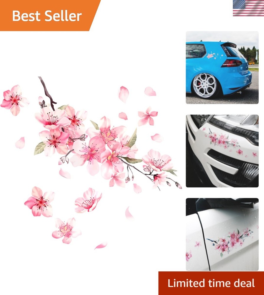 Chic Pink Cherry Blossom Bumper Sticker – Fade-Resistant Vinyl for Cars & Bikes