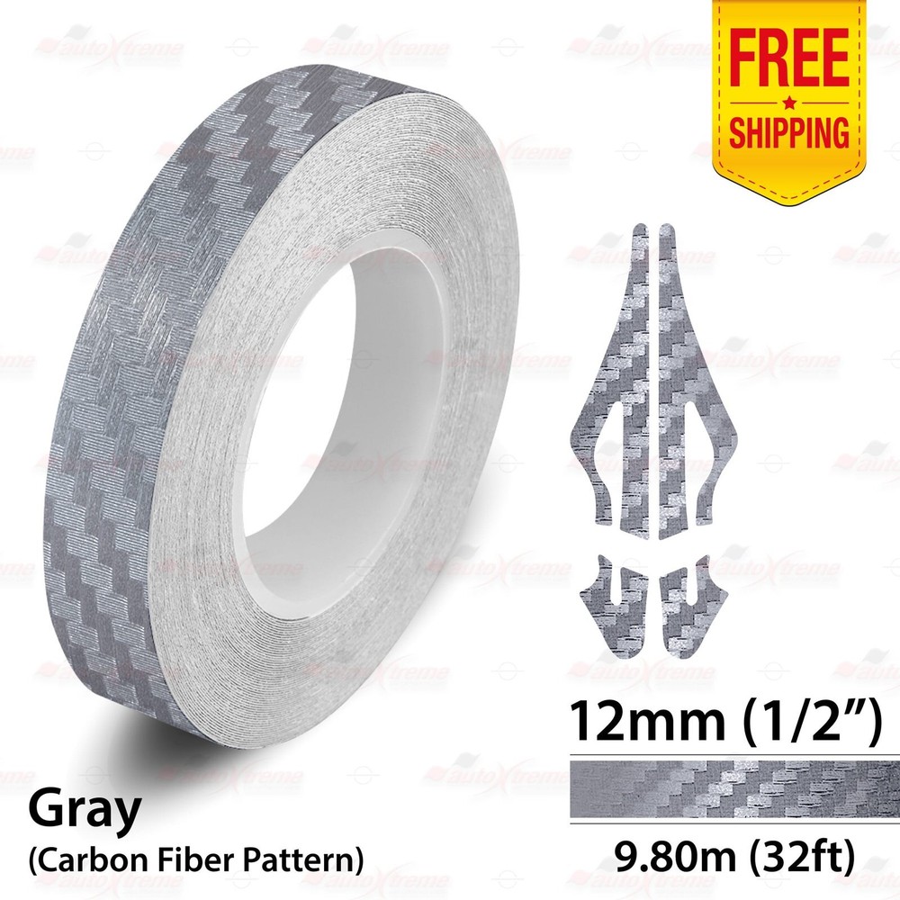 1/2″ 12mm PinStriping Stripe Tape Styling Decal Vinyl Sticker CARBON FIBER GRAY