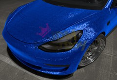 PET Damascus Steel Forged Carbon Fiber Royal Blue Car Vinyl Wrap Decal Sticker