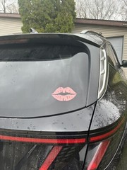 Kiss Lips Pink Car Decal Holographic Permanent Vinyl 5×3” Sparkle Color Changing