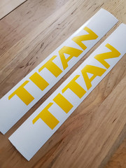 TITAN Decals Stickers Gloss YELLOW 10″ pair (2) USA