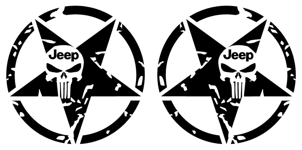 US Army Star Punisher Skull Fits Jeeps L and R Vinyl Decal Many Colors and Sizes