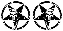 US Army Star Punisher Skull Fits Jeeps L and R Vinyl Decal Many Colors and Sizes