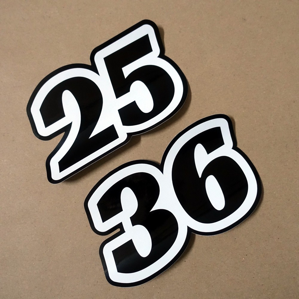 Custom Vinyl Numbers Race Number Classic Style Car Motorbike Bike Helmet
