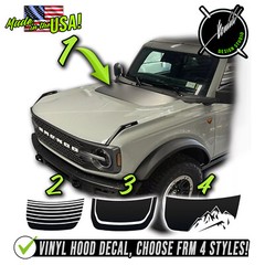 Hood Blackout Scoop Cowl Racing Stripes Decal 5 Fits 2021 2022 & up Ford Bronco