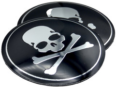 2x Metal Dome Shape Skull And Crossbones Decal Sticker Emblem Car Auto Truck 2.2