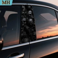 2-Piece High-quality Car Sticker Horror Skull Door Post Sticker Self-adhesive