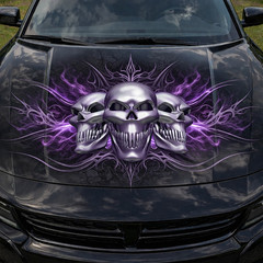 Purple Skullz Car Hood Wrap Decal Graphic Vinyl Sticker Auto Truck SUV Hood Wrap