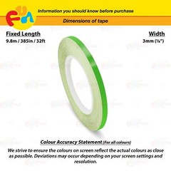 LIME GREEN 1/8″ PIN STRIPE Car Model Motorcycle Decal TAPE Vinyl Sticker 3mm