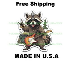 Funny Raccoon Rock on Vinyl Sticker Window Bumper Laptop Tablet Decal Racoons C
