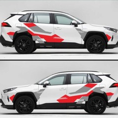 Red/Deep Grey Racing Sport Styling Vinyl Stickers For Car Body Side DIY Decor