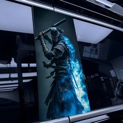 2-Piece Blue Ninja Killer Car Pillar Sticker Waterproof and Scratch Resistant