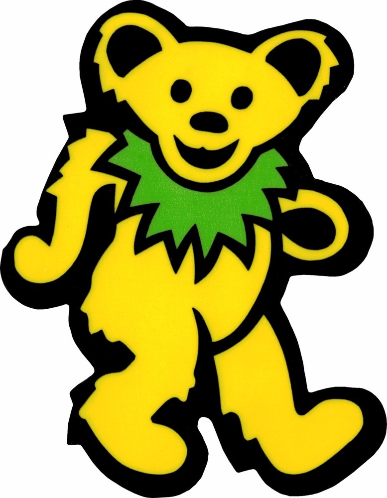 Static Cling Sticker – Dancing Bear Yellow Green Hippie 1960s Animal Decal 18020