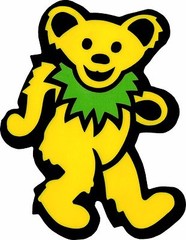 Static Cling Sticker – Dancing Bear Yellow Green Hippie 1960s Animal Decal 18020