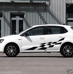 Car Stickers Grid sport flags racing 75” for POLO EOS Vinyl Door Decals ZC425