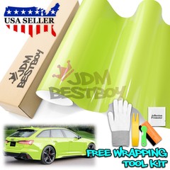 High Gloss Acid Lime Car Vinyl Wrap Sticker Decal Sheet Film DIY Air Release