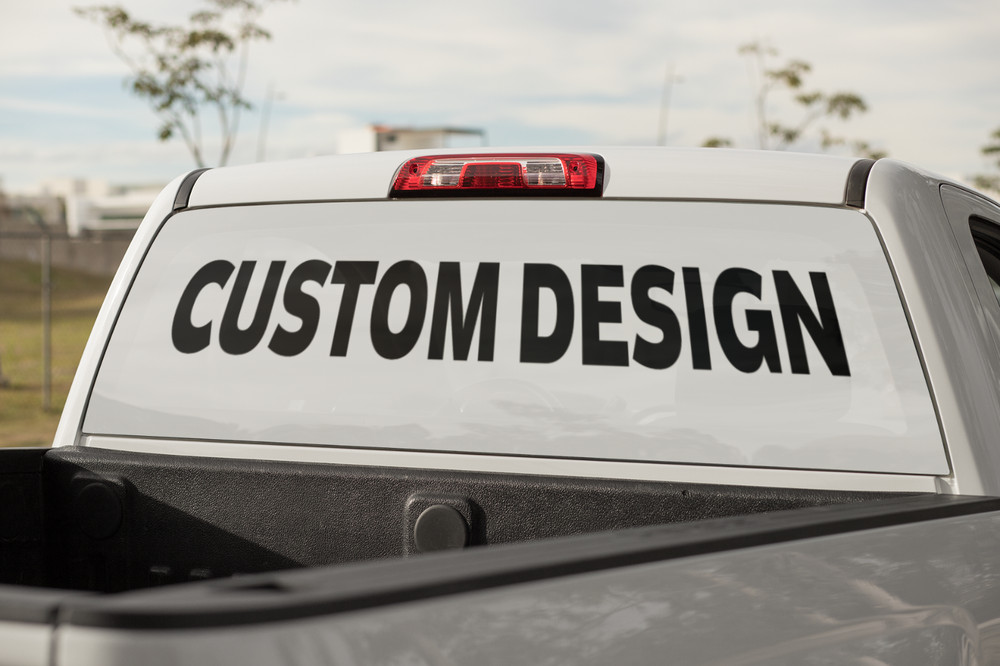Truck Decal Back Window – Custom Design – perforated vinyl