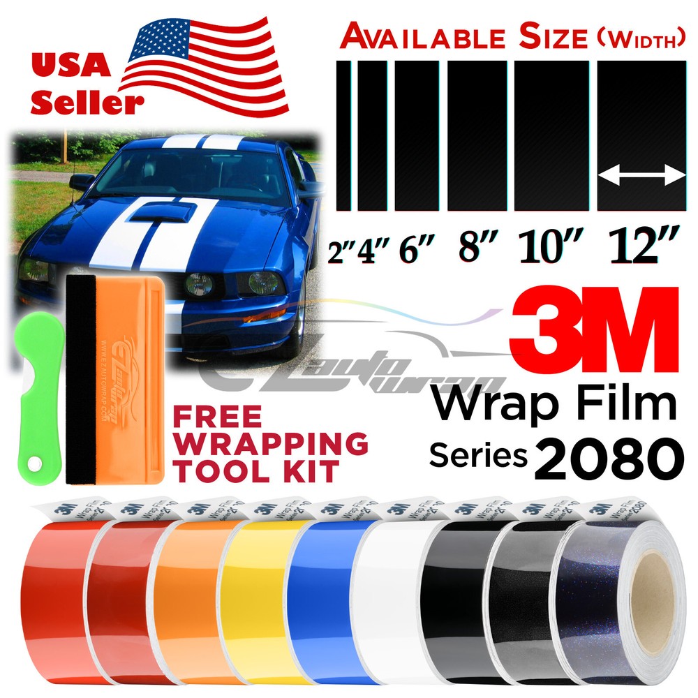 3M 2080 Gloss Racing Stripes Vinyl Wrap Rally Decal Sticker Hood Roof 25FT/50FT
