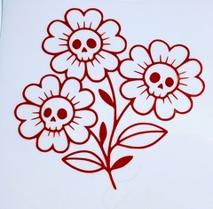 Skull flower Decal Sticker Measures 4×4″ Choose Color