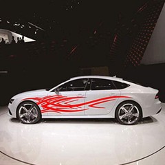 2x 7.8Ft Red Streamline Graphics Decal Stickers Car Body Side Skirt Door Fender