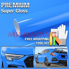 High Gloss Sky Blue Glossy Car Vinyl Wrap Sticker Decal Sheet Film Air Release
