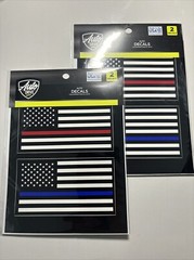 Auto Decal American Flag 2 Pk Red And Blue Stripe 5 Inch x 2 1/2 Inch Lot Of 2